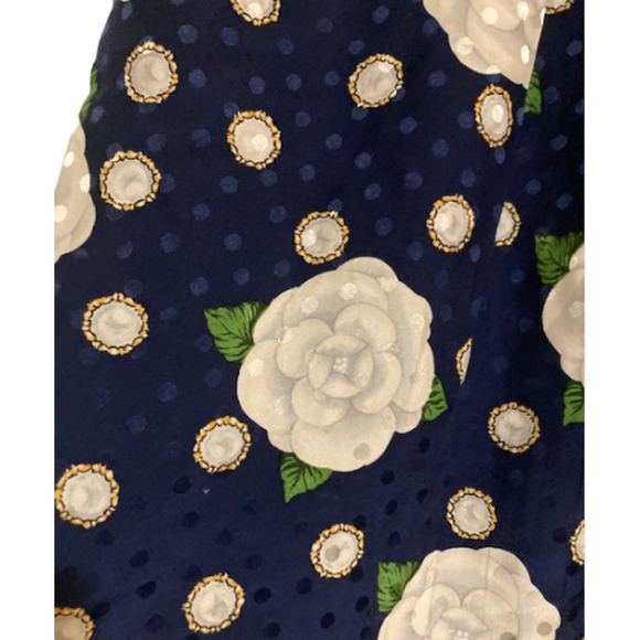 VINTAGE Navy Floral SILK Mini Skirt - 80's Blue Iridescent Skirt - Size 4 - Picture 5 of 6